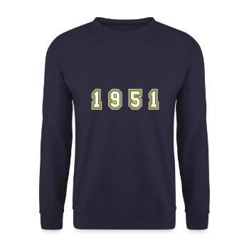 1951 Year Number - Unisex Sweatshirt - navy - Front - Alina (178cm) & Michal (187cm)