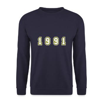 1991 Year Number - Unisex Sweatshirt - navy - Front - Alina (178cm) & Michal (187cm)