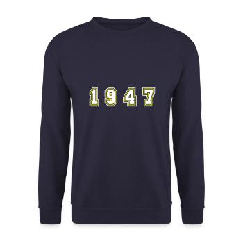 1947 Year Number - Unisex Sweatshirt - navy - Front - Alina (178cm) & Michal (187cm)
