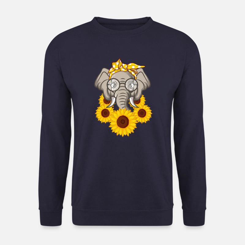 Elefant mit Sonnenblumen Geschenk - Unisex Pullover - Navy