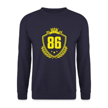 86 Zahl Wappen - Unisex Pullover - Navy - Vorne - Alina (178cm) & Michal (187cm)