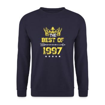 1997 best of Geburtstag - Unisex Pullover - Navy - Vorne - Alina (178cm) & Michal (187cm)