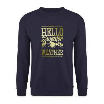 Hello Sweater Weather - Unisex Pullover - Navy - Vorne - Alina (178cm) & Michal (187cm)