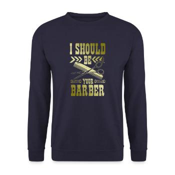 Coiffeur de barbier - Sweat-shirt Unisexe - marine - Devant - Alina (178cm) & Michal (187cm)