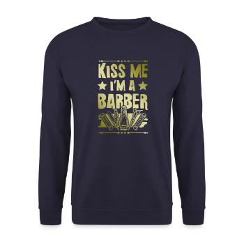 Kiss me Barber - Unisex Sweatshirt - navy - Front - Alina (178cm) & Michal (187cm)
