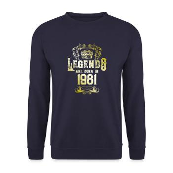 1981 Legends Birthday - Unisex Sweatshirt - navy - Front - Alina (178cm) & Michal (187cm)