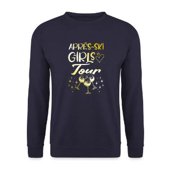 Apres-Ski Girls Tour Gold - Unisex Pullover - Navy - Vorne - Alina (178cm) & Michal (187cm)