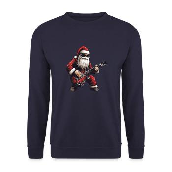 Santa Claus Guitar Santa - Unisex Sweatshirt - navy - Front - Alina (178cm) & Michal (187cm)