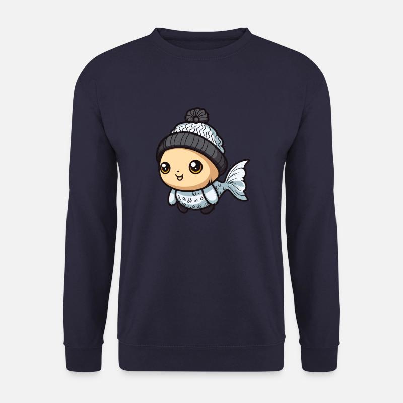 Fisch Winter Comic Niedlich - Unisex Pullover - Navy