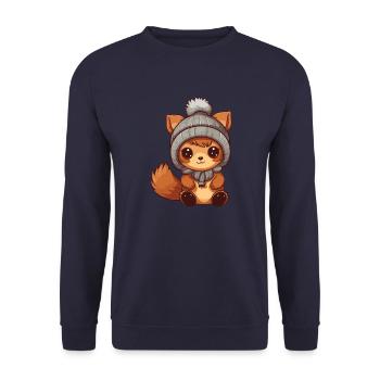 Écureuil Hiver Bande Dessinée Mignon - Sweat-shirt Unisexe - marine - Devant - Alina (178cm) & Michal (187cm)