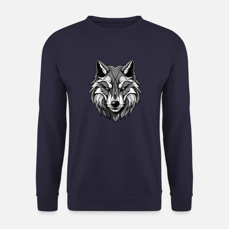 Wolf Kopf Porträt Tier - Unisex Pullover - Navy