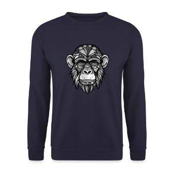 Monkey Head Portrait Animal - Unisex Sweatshirt - navy - Front - Alina (178cm) & Michal (187cm)