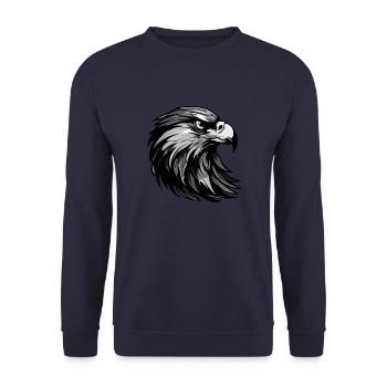 Adler Kopf Porträt Tier - Unisex Pullover - Navy - Vorne - Alina (178cm) & Michal (187cm)