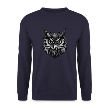 Tête de hibou Portrait Animal - Sweat-shirt Unisexe - marine - Devant - Alina (178cm) & Michal (187cm)
