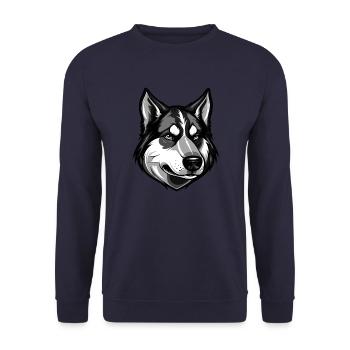 Tête de chien husky Portrait Animal - Sweat-shirt Unisexe - marine - Devant - Alina (178cm) & Michal (187cm)