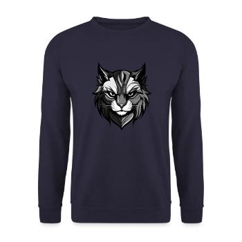 Katze Kopf Porträt Tier - Unisex Pullover - Navy - Vorne - Alina (178cm) & Michal (187cm)