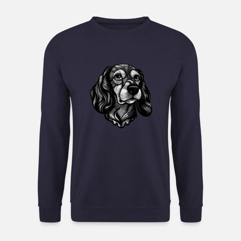 Dachshund Hund Kopf Porträt Dackel - Unisex Pullover - Navy