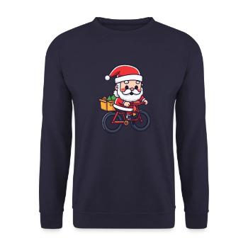 Père Noël vélo Noël - Sweat-shirt Unisexe - marine - Devant - Alina (178cm) & Michal (187cm)