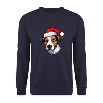 jack russel terrier Hund Weihnachten Kopf - Unisex Pullover - Navy - Vorne - Alina (178cm) & Michal (187cm)