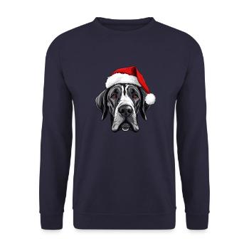 Great Dane Dog Christmas Head - Unisex Sweatshirt - navy - Front - Alina (178cm) & Michal (187cm)