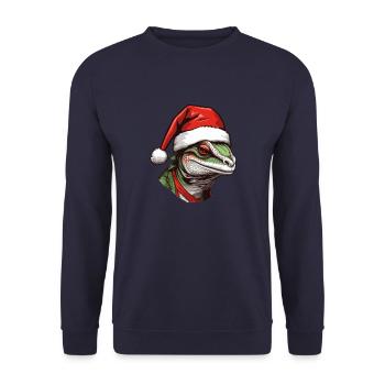 Lézard Noël Gecko Iguane - Sweat-shirt Unisexe - marine - Devant - Alina (178cm) & Michal (187cm)