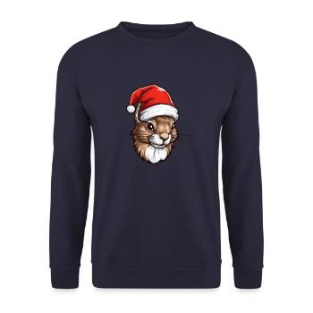 Squirrel Christmas Animal Head - Unisex Sweatshirt - navy - Front - Alina (178cm) & Michal (187cm)