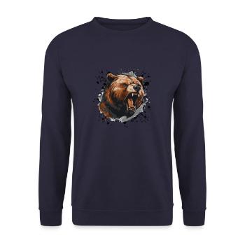 Grizzly Bear Head Symbol Animal - Unisex Sweatshirt - navy - Front - Alina (178cm) & Michal (187cm)