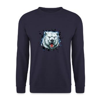 Polar Bear Head Icon Animal Polar Bear - Unisex Sweatshirt - navy - Front - Alina (178cm) & Michal (187cm)