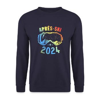 Après Ski 2024 Mountains Saying Colorful - Unisex Sweatshirt - navy - Front - Alina (178cm) & Michal (187cm)