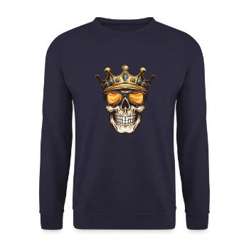 Skull King Crown - Unisex Sweatshirt - navy - Front - Alina (178cm) & Michal (187cm)