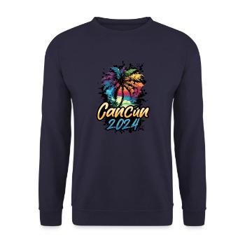 Cancun 2024 Palm Trees Multicolored - Unisex Sweatshirt - navy - Front - Alina (178cm) & Michal (187cm)