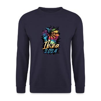 Ibiza 2024 Palm Trees Multicolored - Unisex Sweatshirt - navy - Front - Alina (178cm) & Michal (187cm)