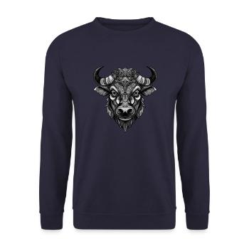 Bull Head Portrait Head Animal - Unisex Sweatshirt - navy - Front - Alina (178cm) & Michal (187cm)