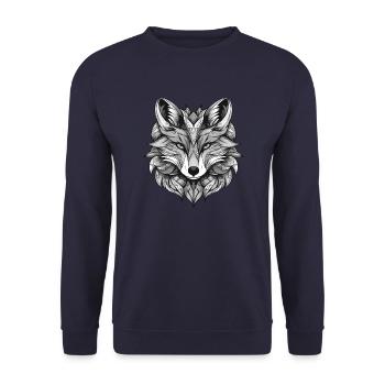 Fox Portrait Head Animal - Unisex Sweatshirt - navy - Front - Alina (178cm) & Michal (187cm)