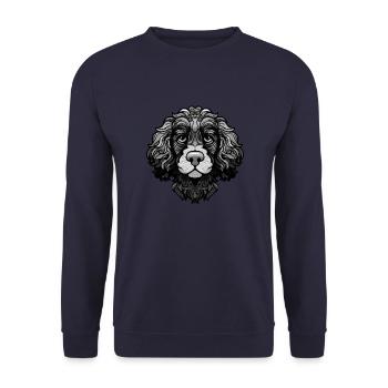 Pudel Hund Porträt Kopf Tier - Unisex Pullover - Navy - Vorne - Alina (178cm) & Michal (187cm)
