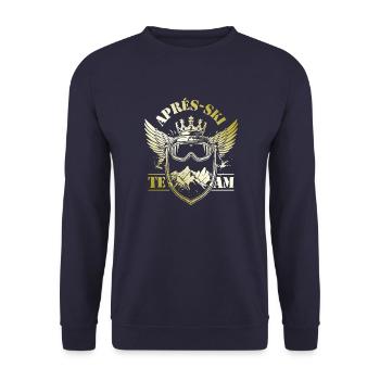Apres Ski Team Spruch - Unisex Pullover - Navy - Vorne - Alina (178cm) & Michal (187cm)
