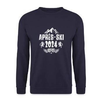 Apres Ski 2024 Spruch Urlaub - Unisex Pullover - Navy - Vorne - Alina (178cm) & Michal (187cm)