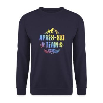 Apres Ski Team Ski Fahren Bunt - Unisex Pullover - Navy - Vorne - Alina (178cm) & Michal (187cm)