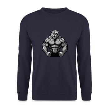 Bär Grizzly Beast Bodybuilding Muskeln - Unisex Pullover - Navy - Vorne - Alina (178cm) & Michal (187cm)