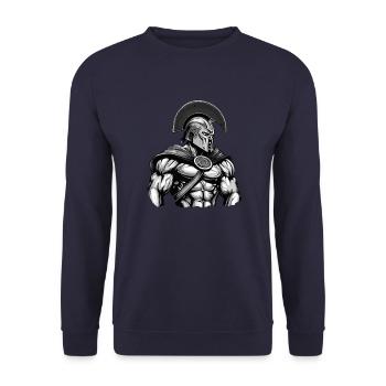 Spartaner Gladiator Muskeln - Unisex Pullover - Navy - Vorne - Alina (178cm) & Michal (187cm)