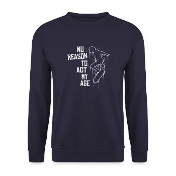 No Reason To Act My Age! Old School Urban Skater - Unisex Pullover - Navy - Vorne - Alina (178cm) & Michal (187cm)