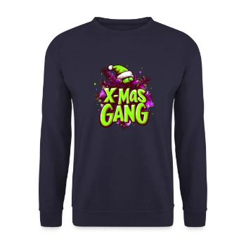 X-Mas Gang Weihnachten Team - Unisex Pullover - Navy - Vorne - Alina (178cm) & Michal (187cm)