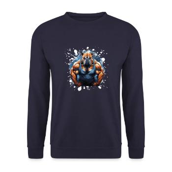 Bulldog Dog Muscles Bodybuilding - Unisex Sweatshirt - navy - Front - Alina (178cm) & Michal (187cm)