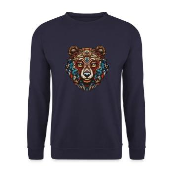 Tête de portrait d’ours - Sweat-shirt Unisexe - marine - Devant - Alina (178cm) & Michal (187cm)