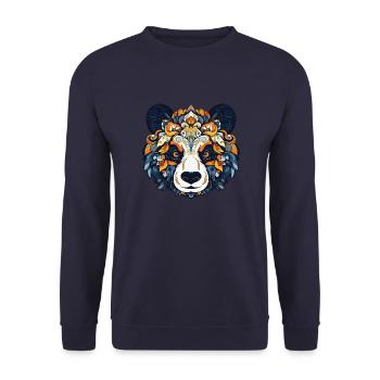 Panda Porträt Kopf - Unisex Pullover - Navy - Vorne - Alina (178cm) & Michal (187cm)