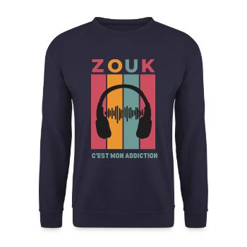 Le Zouk, C’est Mon Addiction - Unisex Sweatshirt - navy - Front - Alina (178cm) & Michal (187cm)