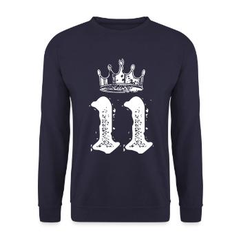 11 Zahl Krone - Unisex Pullover - Navy - Vorne - Alina (178cm) & Michal (187cm)