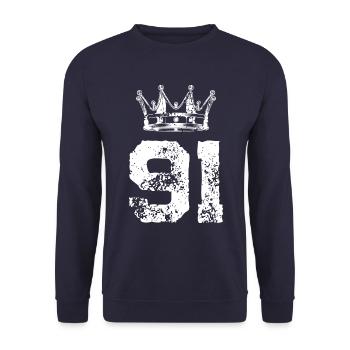 91 Number crown - Unisex Sweatshirt - navy - Front - Alina (178cm) & Michal (187cm)