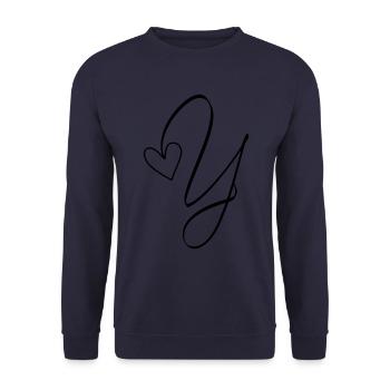 Letter Y Ypsilon Letter-Y Calligraphy - Unisex Sweatshirt - navy - Front - Alina (178cm) & Michal (187cm)