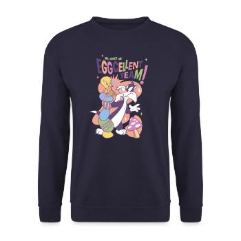 Looney Tunes Tweety And Sylvester Eggcellent Team - Unisex Sweatshirt - navy - Front - Alina (178cm) & Michal (187cm)